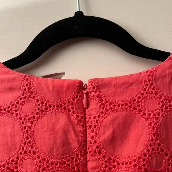 Banana Republic Coral Pink Red Circular Geometric Summer Dress 0 Petite - Picture 6 of 8